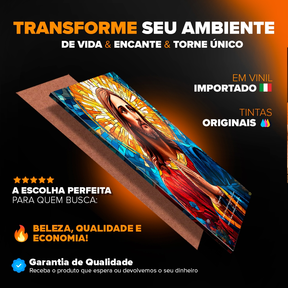 Quadro Decorativos 3pçs Religioso Fé Jesus Leão Ovelha Salmos Frase Motivacional para Sala Hall