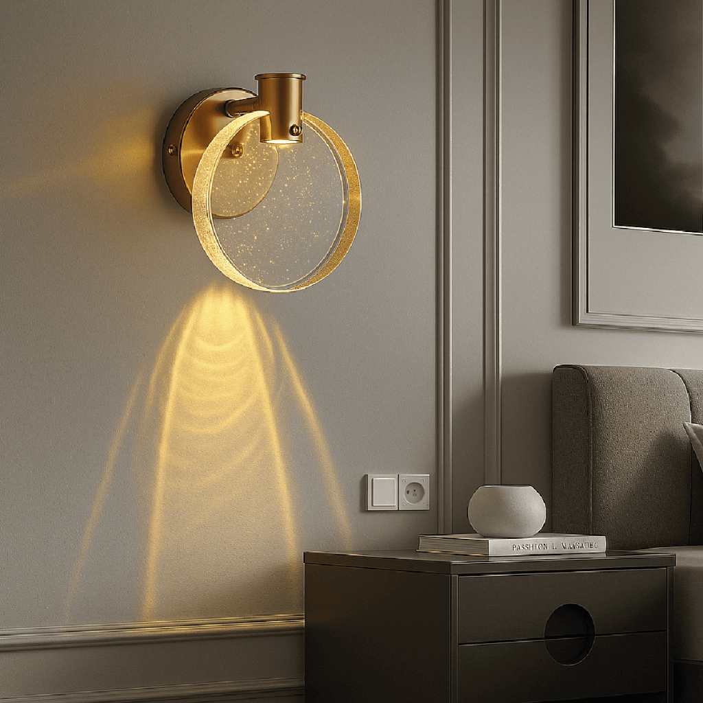 Kit 3 Luminária Arandela Cristal Led Redonda Dourada de Luxo Moderna Luz para Parede Bivolt