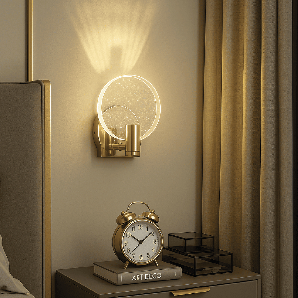 Kit 3 Luminária Arandela Cristal Led Redonda Dourada de Luxo Moderna Luz para Parede Bivolt