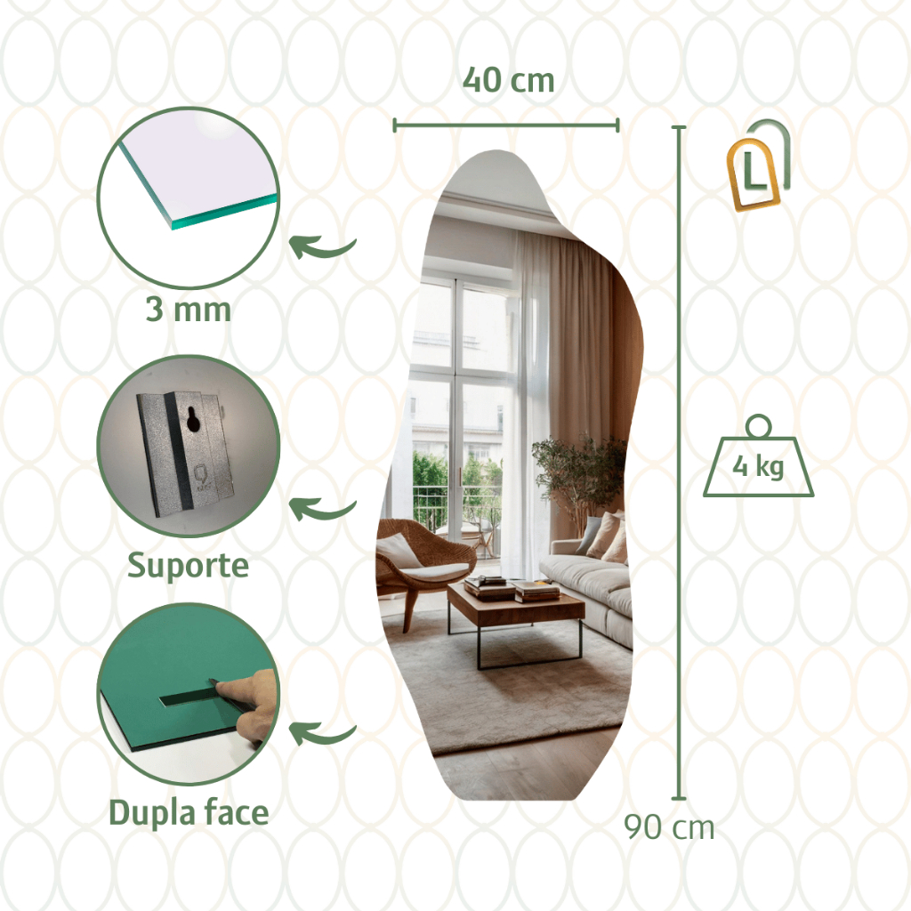 Espelho Adesivo 90x40 Elegante