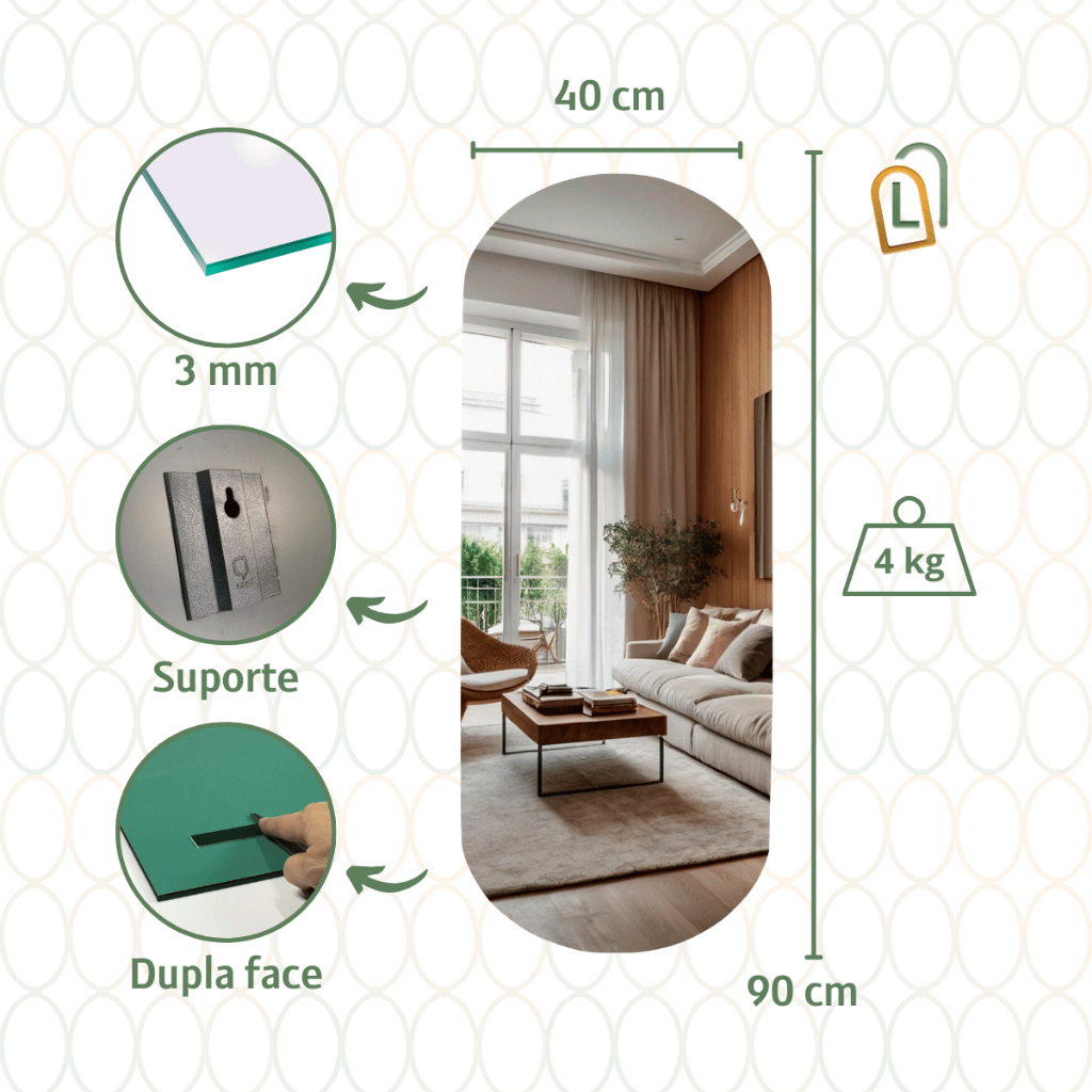 Espelho Adesivo 90x40 Elegante