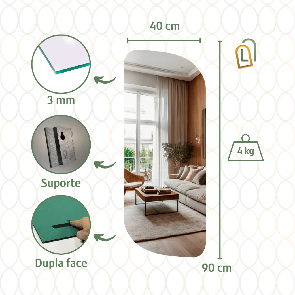 Espelho Adesivo 90x40 Elegante