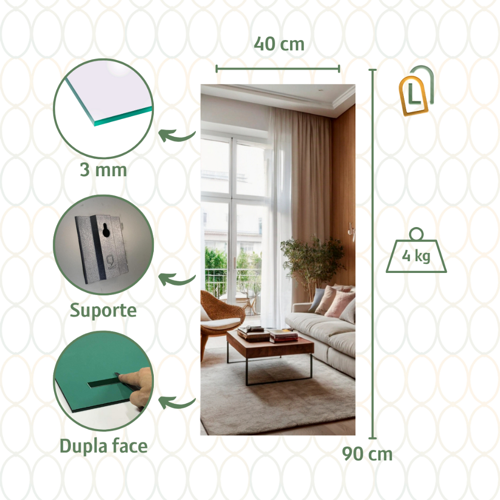 Espelho Adesivo 90x40 Elegante