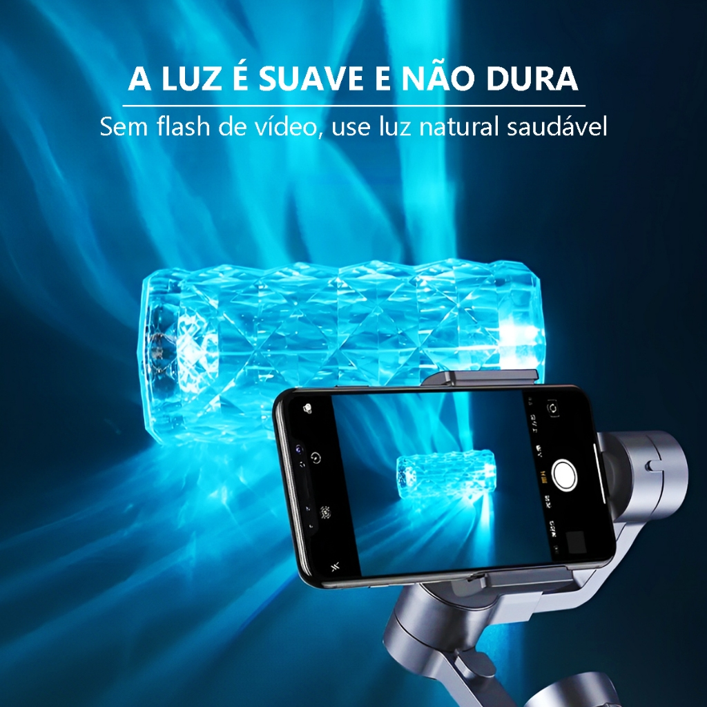 Luminária De Mesa De Cristal LED Com 16 Cores De Luz Projetor Diamante Controle De Toque Cabeceira