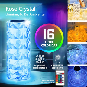 Luminária De Mesa De Cristal LED Com 16 Cores De Luz Projetor Diamante Controle De Toque Cabeceira