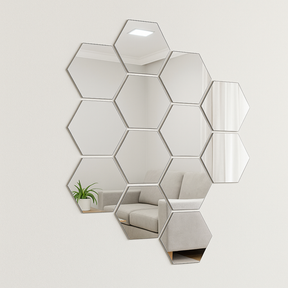 Oferta! Kit 10 Espelhos Acrílico em formato Hexagono 12x10cm - Achadinhos da Shopee