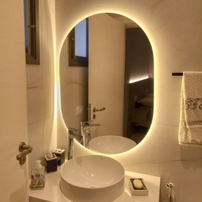 Espelho Oval LED Decorativo – Ideal para Banheiro Sala Quarto e Penteadeira de Maquiagem 40X50 CM