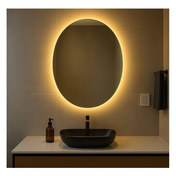 Espelho Oval LED Decorativo – Ideal para Banheiro Sala Quarto e Penteadeira de Maquiagem 40X50 CM