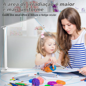Luminária Abajur de Mesa LED Dobrável com Timer e Controle de Brilho Três temperaturas de cor Estudantes e Escritório