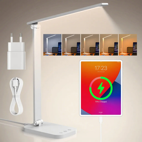 Luminária Abajur de Mesa LED Dobrável com Timer e Controle de Brilho Três temperaturas de cor Estudantes e Escritório