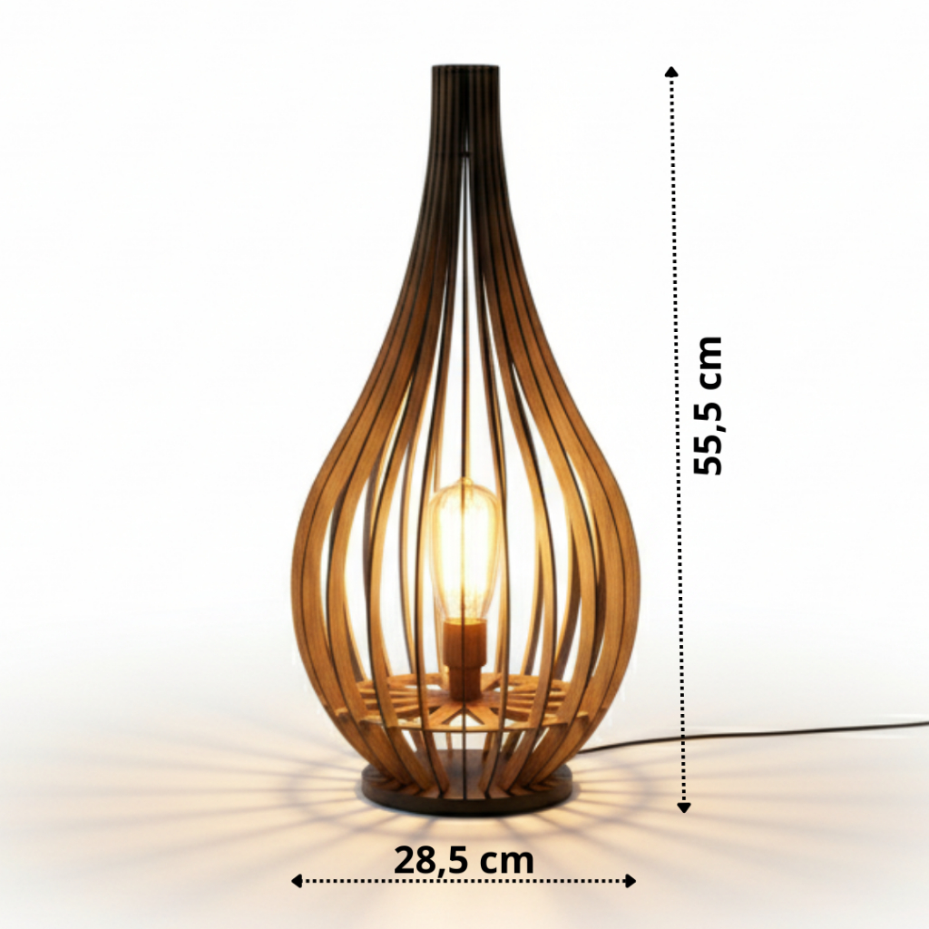 Abajur Grande de Chão em MDF Luminária Decorativa