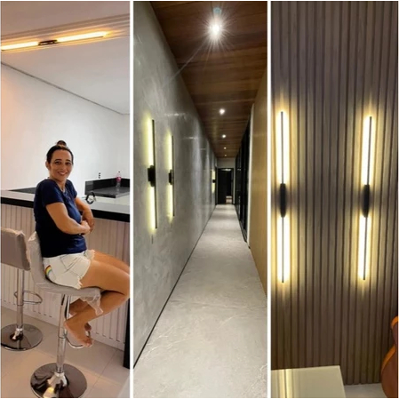 80CM Arandela Luminária De Parede Linear Moderna 13W Luz de três cores 80CM