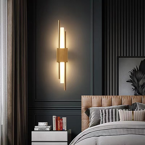Luminária De Parede Linear Moderna Preta 10W 3 Cores em 1 Arandela Interna