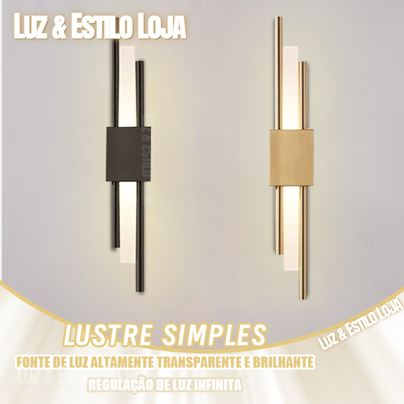 Luminária De Parede Linear Moderna Preta 10W 3 Cores em 1 Arandela Interna