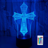 Luminária Cruz Gótica Medieval (16 Cores Led)