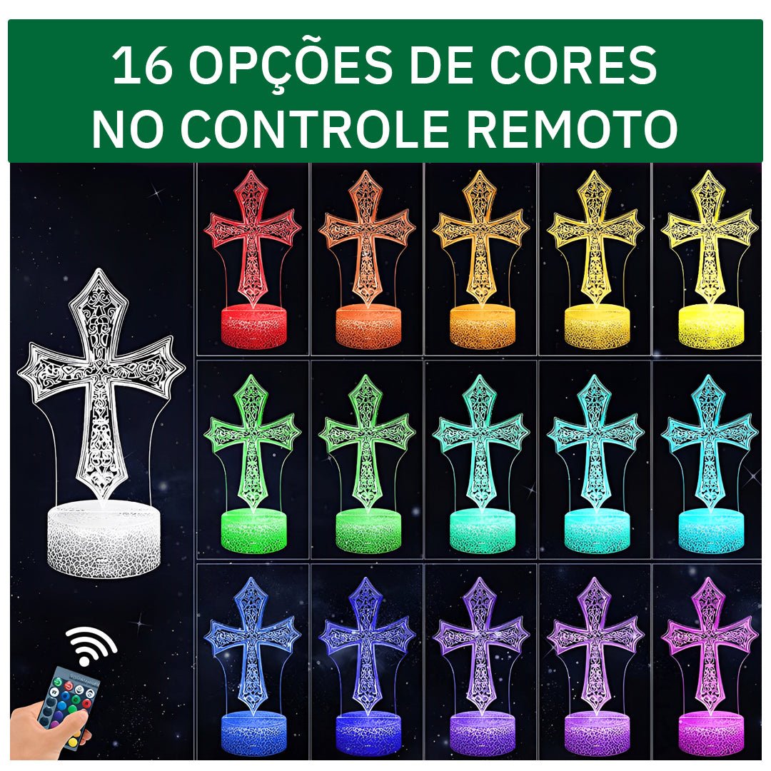Luminária Cruz Gótica Medieval (16 Cores Led)