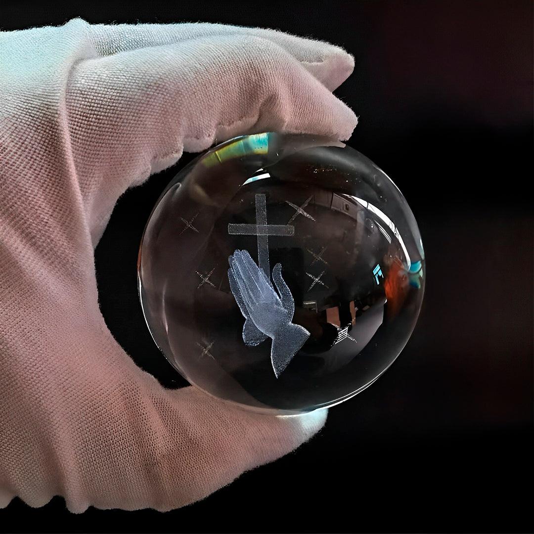 Luminária Religiosa - Bola de Cristal Cruz