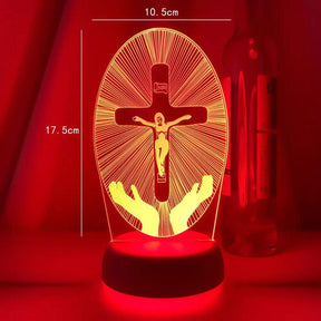 Luminária Jesus Cristo  - Cruz Cintilante de Cristo (16 Cores RGB)