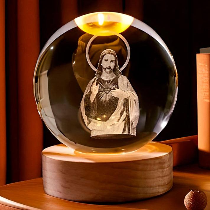 Luminária Religiosa - Bola de Cristal Jesus Cristo