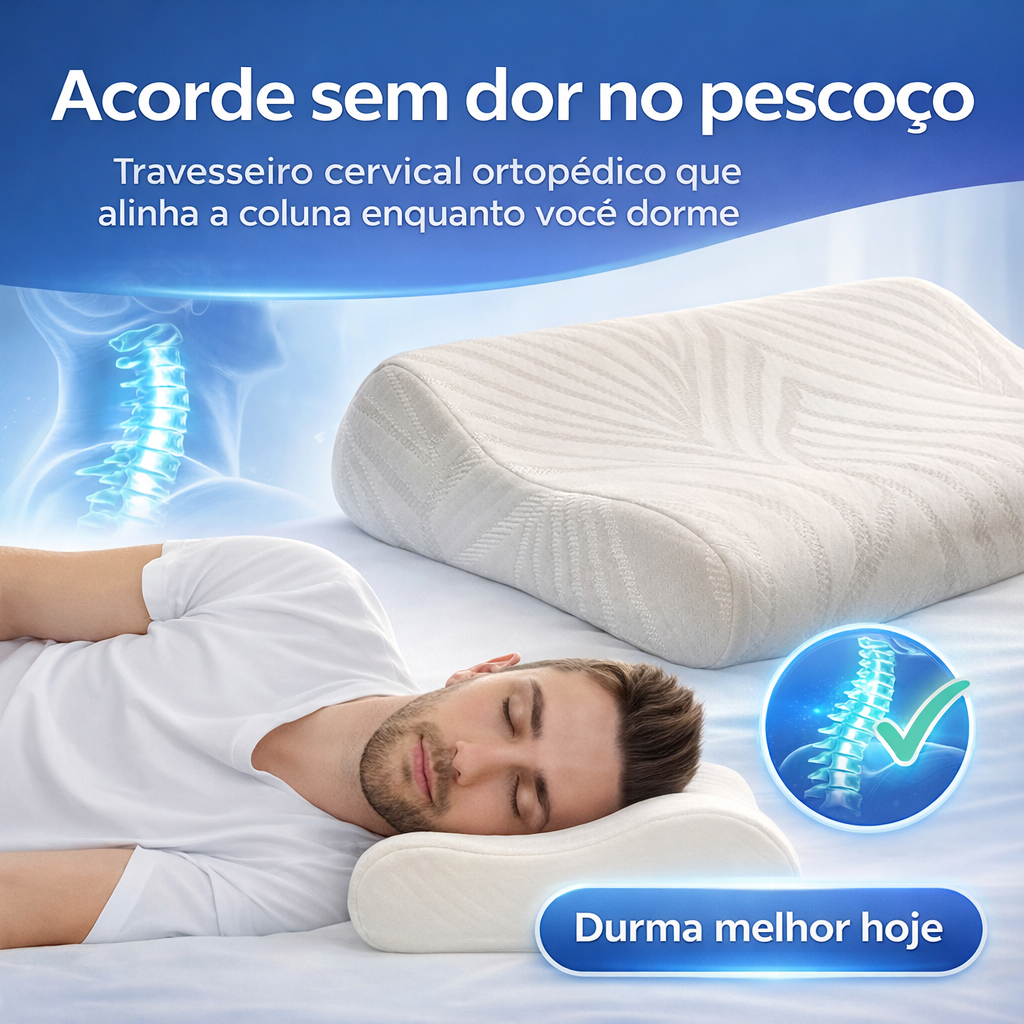 Travesseiro Cervical Ortopédico Pillow MAGNÉTICO Infravermelho Terapêutico Anti Ronco
