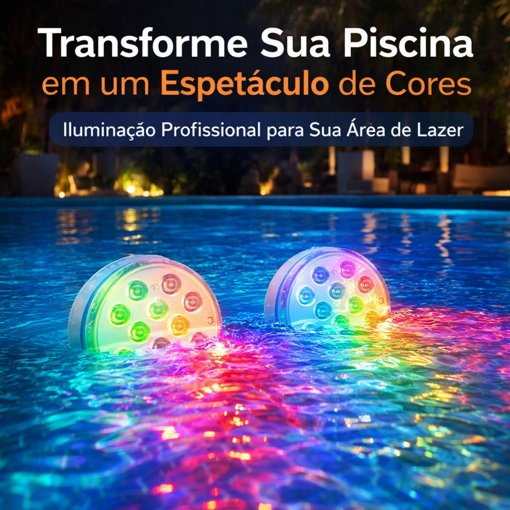 Luminária Led de Piscina RGB com Ventosas