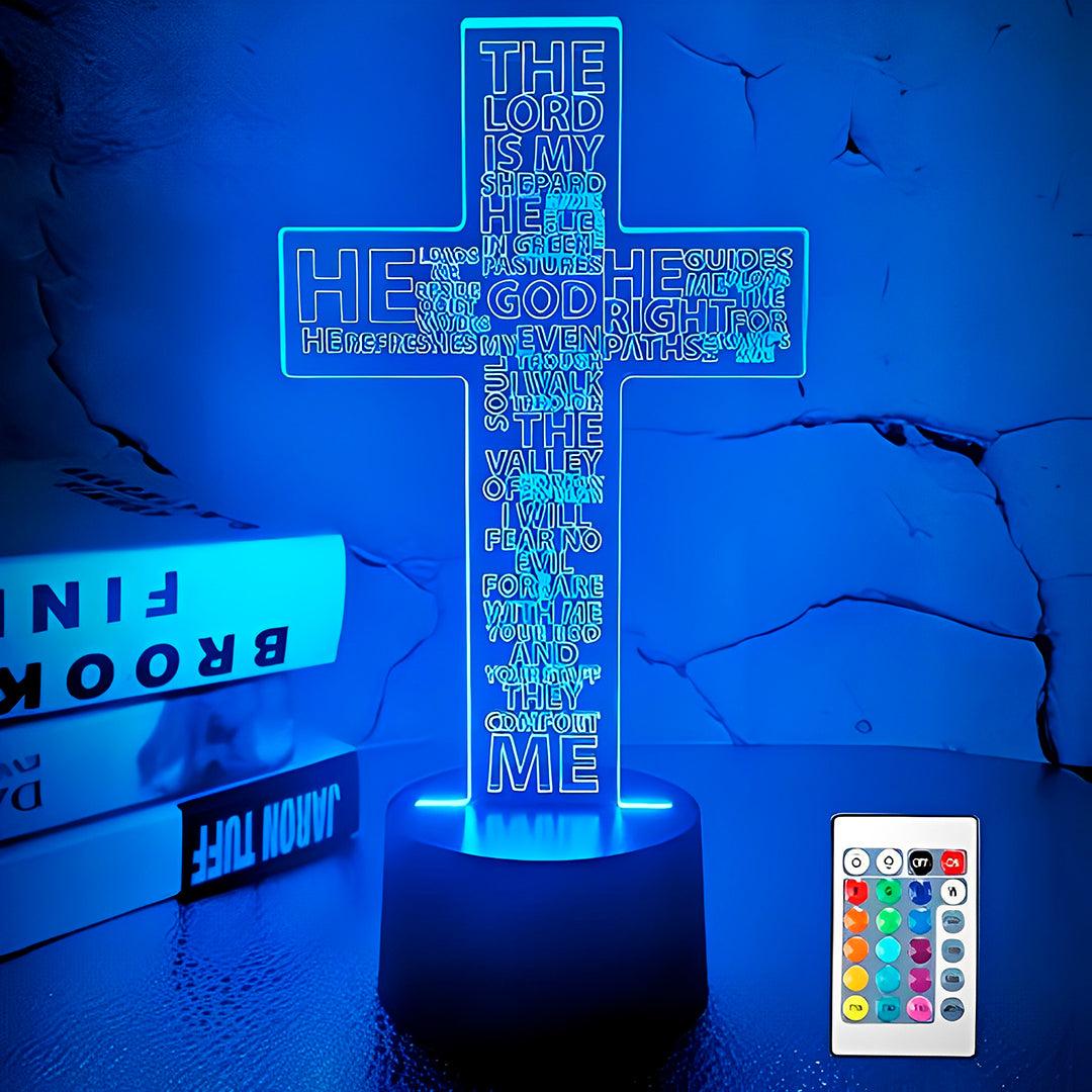 Luminária Cruz com Dizeres  (16 Cores Led)