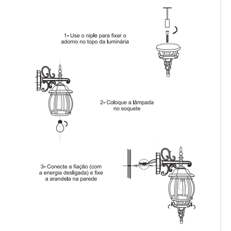 Arandela Colonial Biancoluce Lille Ouro Velho