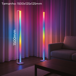 Kit 2 Luminária de Chão RGB LED 5050 Torre Inteligente com Controle 9.6W Barra Modo Música via USB