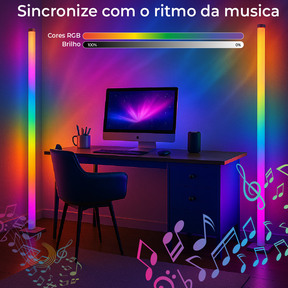 Kit 2 Luminária de Chão RGB LED 5050 Torre Inteligente com Controle 9.6W Barra Modo Música via USB