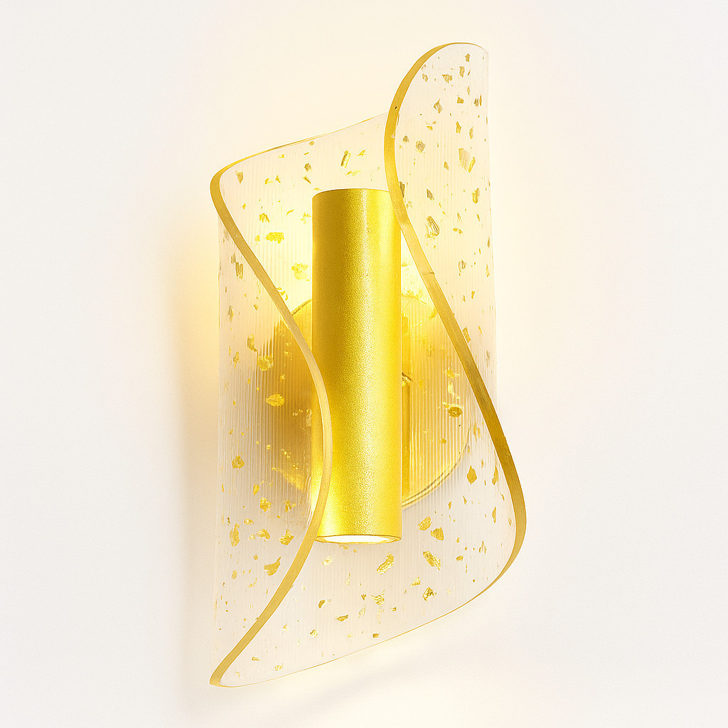 Arandela de Parede Acrilico Solis Cristallo Decorativo Quarto Dourado 7W 3 Cor