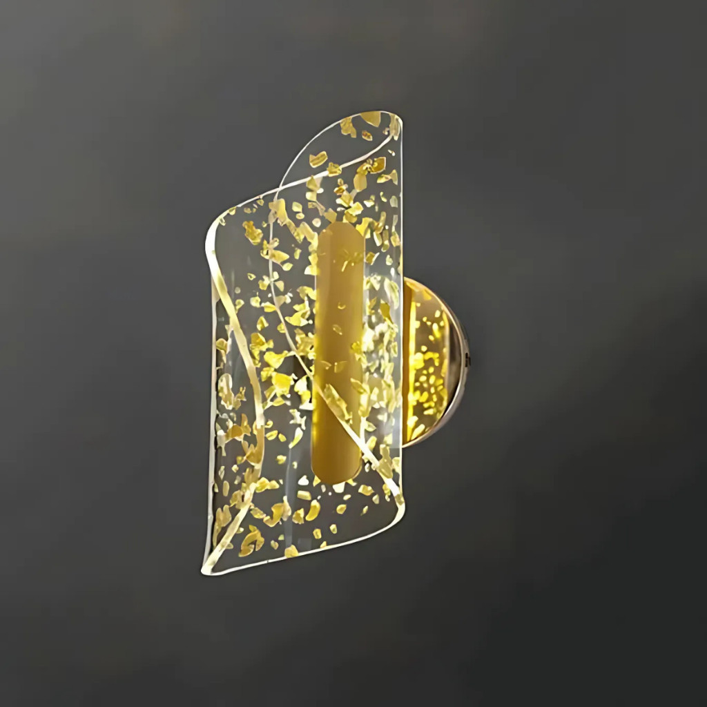 Arandela de Parede Acrilico Solis Cristallo Decorativo Quarto Dourado 7W 3 Cor