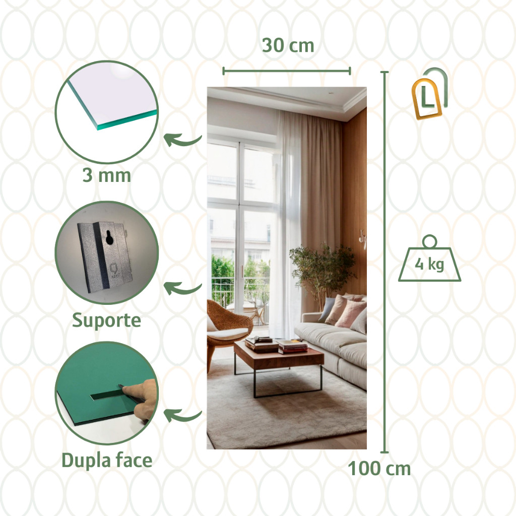 Espelho Adesivo 90x40 Elegante