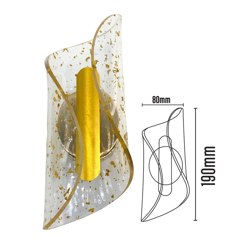 Arandela de Parede Acrilico Solis Cristallo Decorativo Quarto Dourado 7W 3 Cor