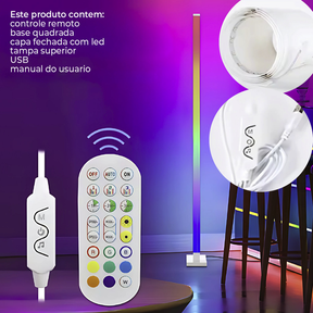 Kit 2 Luminária de Chão RGB LED 5050 Torre Inteligente com Controle 9.6W Barra Modo Música via USB