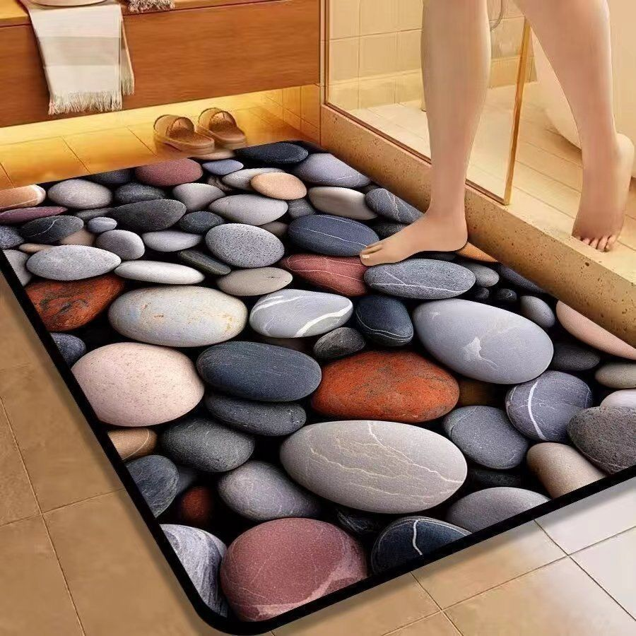 Estilo 5D de Pedra Tapetes De Secagem Rápida Em Microfibra Antiderrapante Para Banheiro / Porta De Entrada