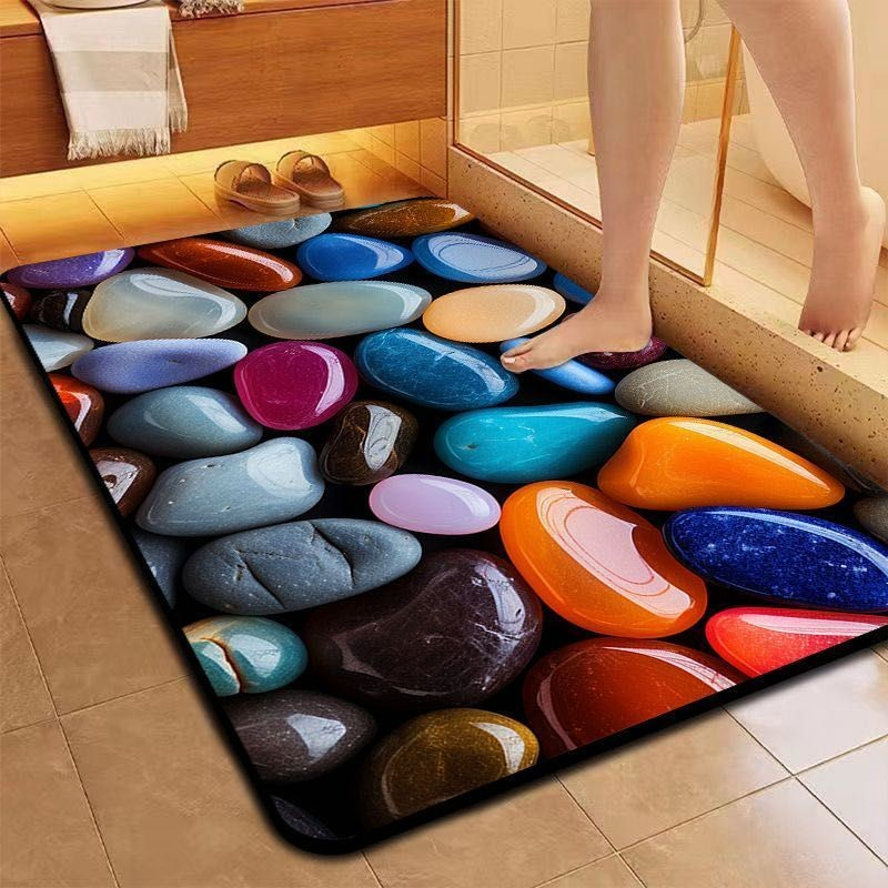 Estilo 5D de Pedra Tapetes De Secagem Rápida Em Microfibra Antiderrapante Para Banheiro / Porta De Entrada