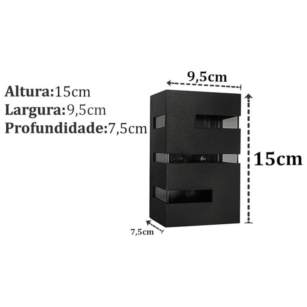 Kit com 4 Arandela de Parede Decoração Moderna Externa/Interna Com Lâmpada 2 Fios + KIT DE INSTALAÇÃO