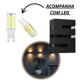 Kit com 4 Arandela de Parede Decoração Moderna Externa/Interna Com Lâmpada 2 Fios + KIT DE INSTALAÇÃO